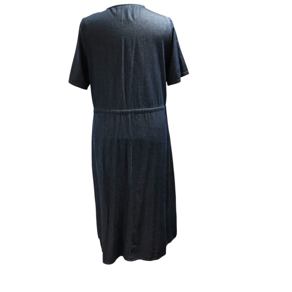 National Denim Midi Dress Womens Large Blue Cotton Button Front Drawstring #742 - Picture 2 of 9